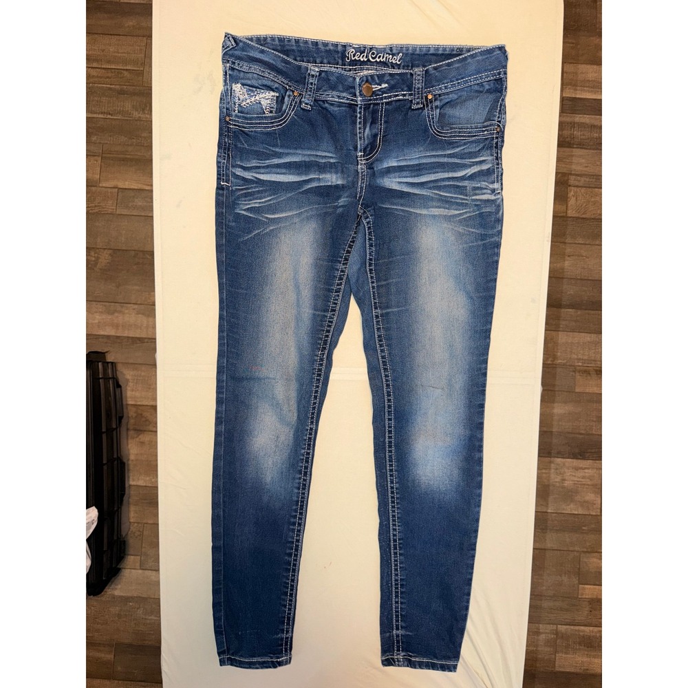 Red Camel Size 9 Skinny Blue Denim Jeans Embellished Back Pockets